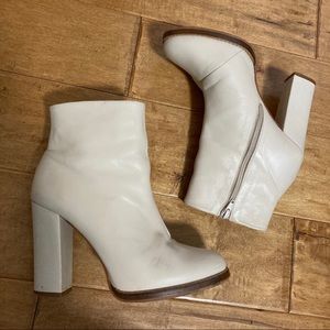 Bone cream white leather ankle boots Zara sz 39
